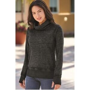 RBX Women's Activeware Grey Cowl Neck Thumhole Sweatshirt Athleisure Sporty